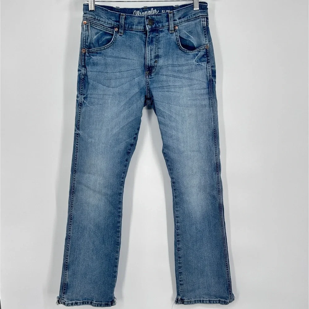 Wrangler Jeans Mens Size 29x32‎ Retro Slim Fit Bootcut Distressed Cowboy Western